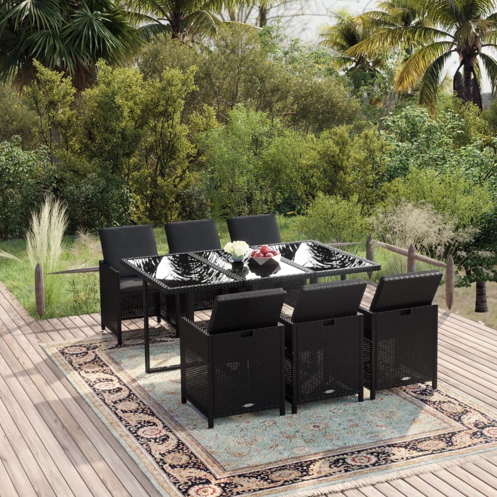 Set Mobilier De Exterior Cu Perne 13 Piese, , Poliratan