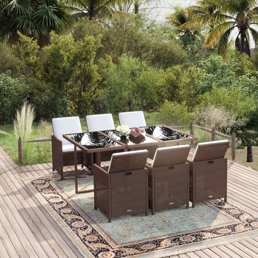 Set Mobilier De Exterior Cu Perne 13 Piese, , Poliratan