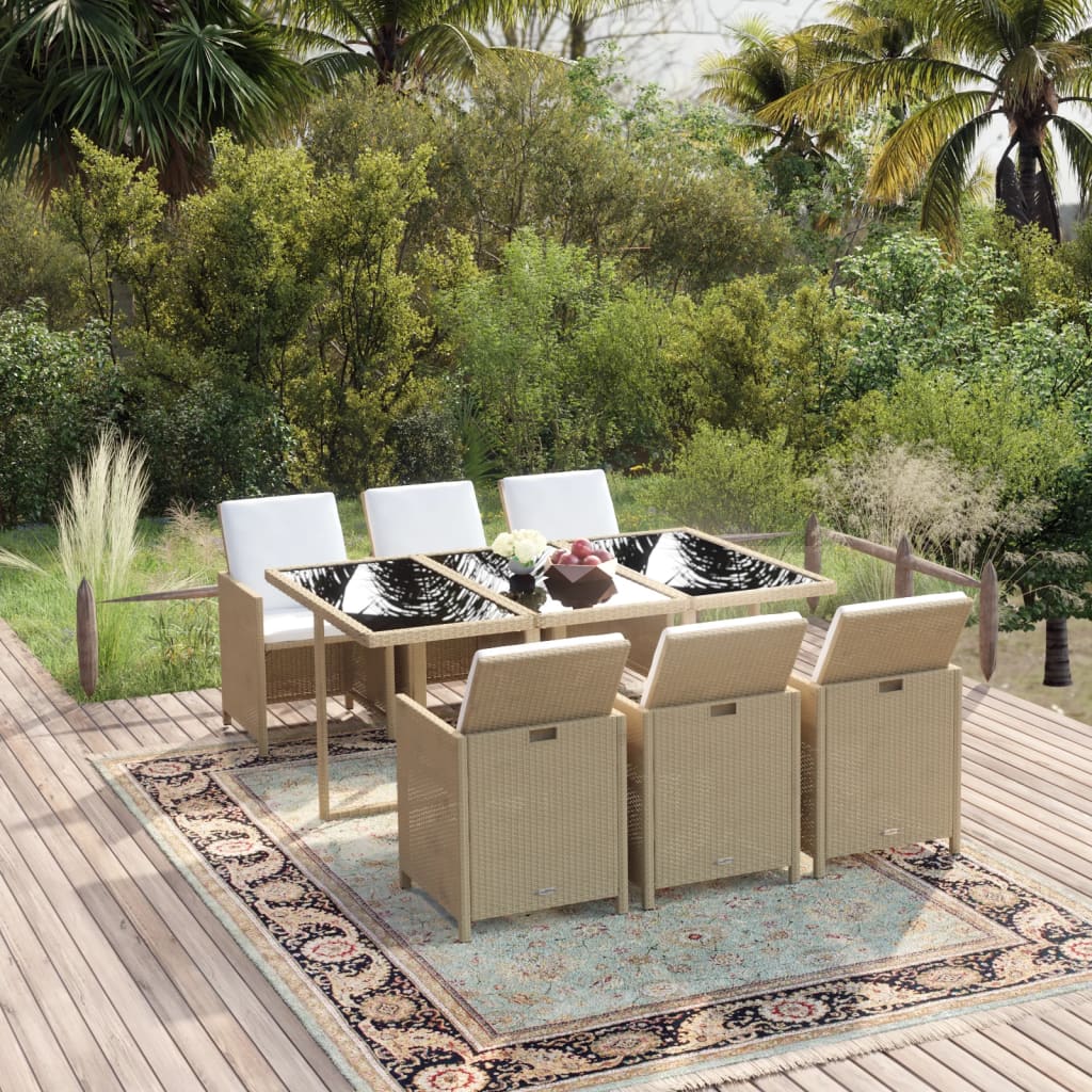 Set Mobilier De Exterior Cu Perne 13 Piese, , Poliratan