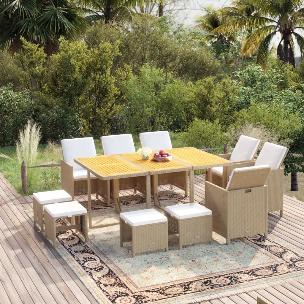 Set Mobilier De Exterior Cu Perne 13 Piese, , Poliratan