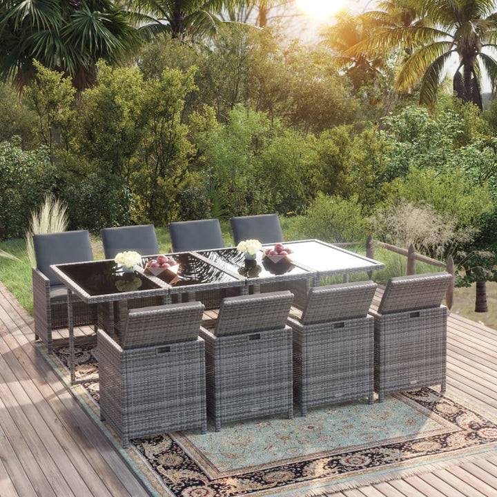 Set Mobilier De Exterior Cu Perne 13 Piese, , Poliratan