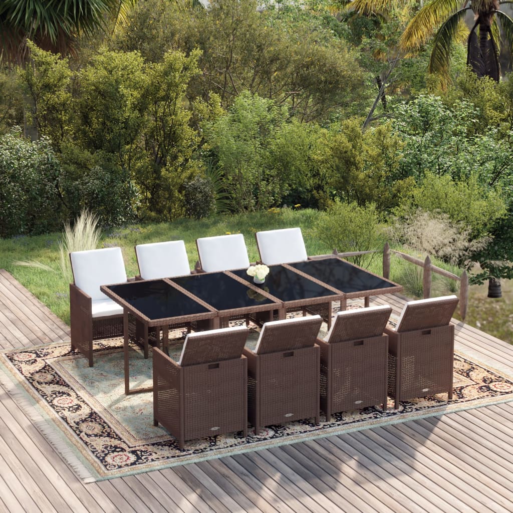 Set Mobilier De Exterior Cu Perne 13 Piese, , Poliratan