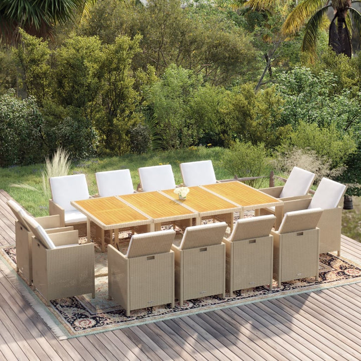 Set Mobilier De Exterior Cu Perne 13 Piese, , Poliratan
