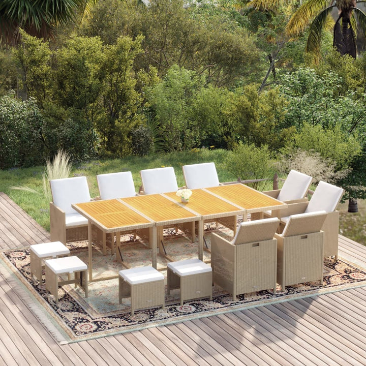 Set Mobilier De Exterior Cu Perne 13 Piese, , Poliratan