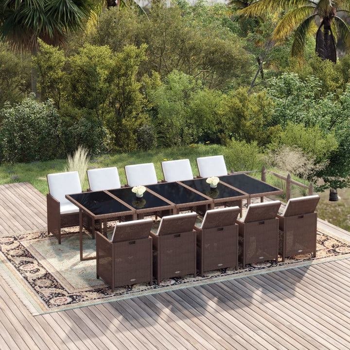 Set Mobilier De Exterior Cu Perne, 15 Piese, Negru, Poliratan