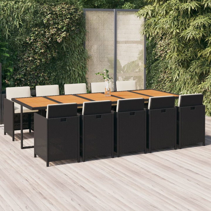 Set Mobilier De Exterior Cu Perne, 15 Piese, Negru, Poliratan