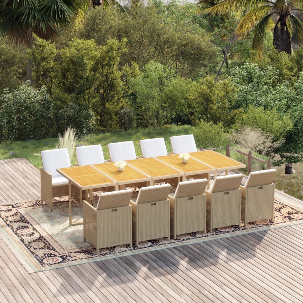 Set Mobilier De Exterior Cu Perne, 15 Piese, Negru, Poliratan