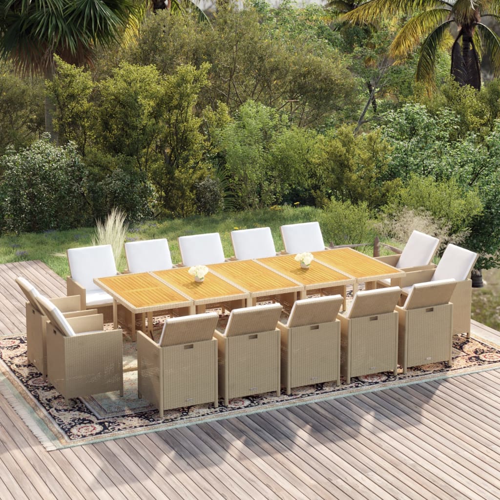 Set Mobilier De Exterior Cu Perne, 15 Piese, Negru, Poliratan