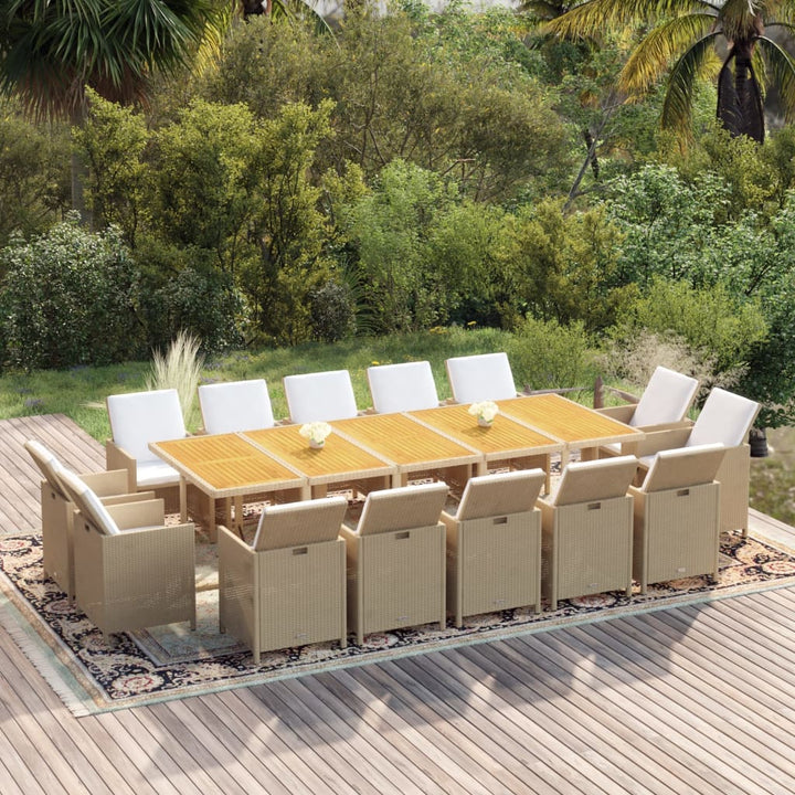Set Mobilier De Exterior Cu Perne, 15 Piese, Negru, Poliratan