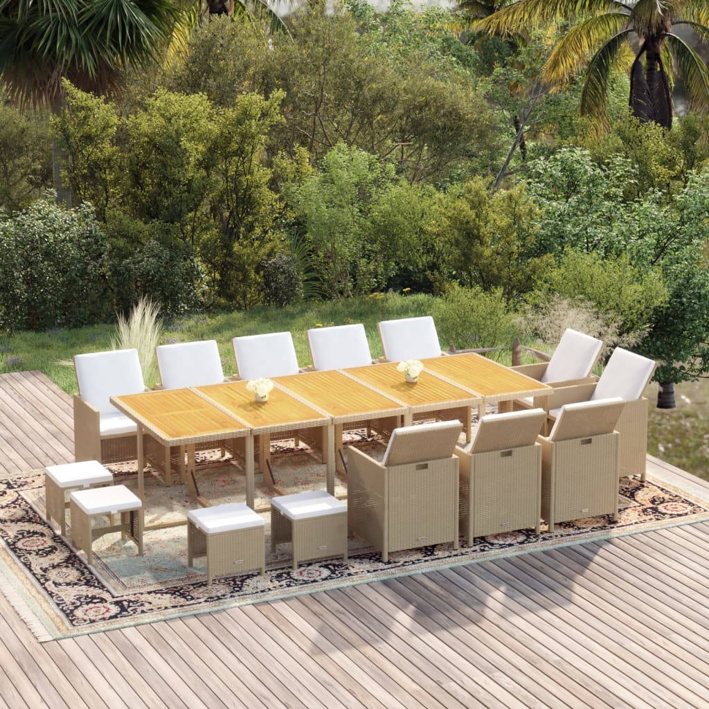 Set Mobilier De Exterior Cu Perne, 15 Piese, Negru, Poliratan