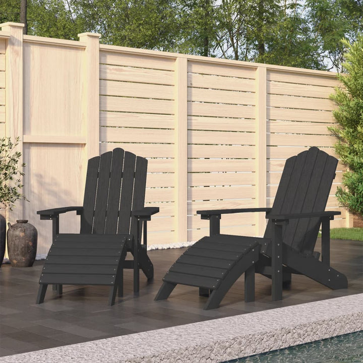 Scaun De Grădină Adirondack Cu Masă Și Taburet, , Hdpe