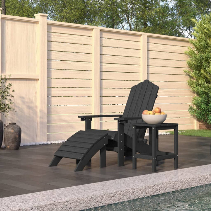 Scaun De Grădină Adirondack Cu Masă Și Taburet, , Hdpe