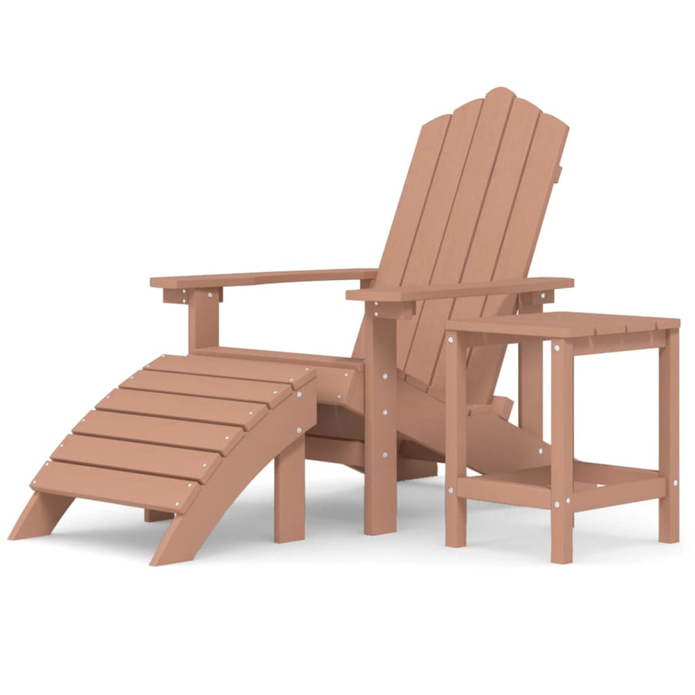 Scaun De Grădină Adirondack Cu Masă Și Taburet, , Hdpe