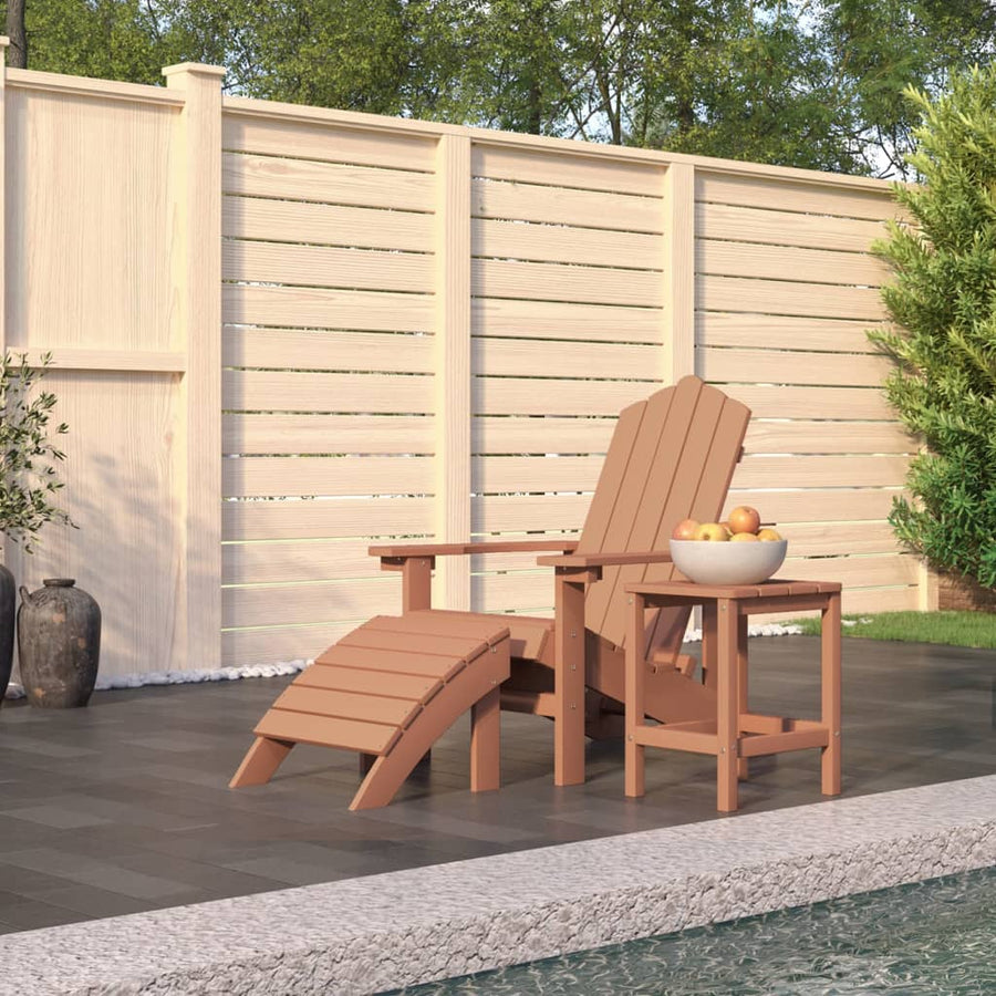 Scaun De Grădină Adirondack Cu Masă Și Taburet, , Hdpe