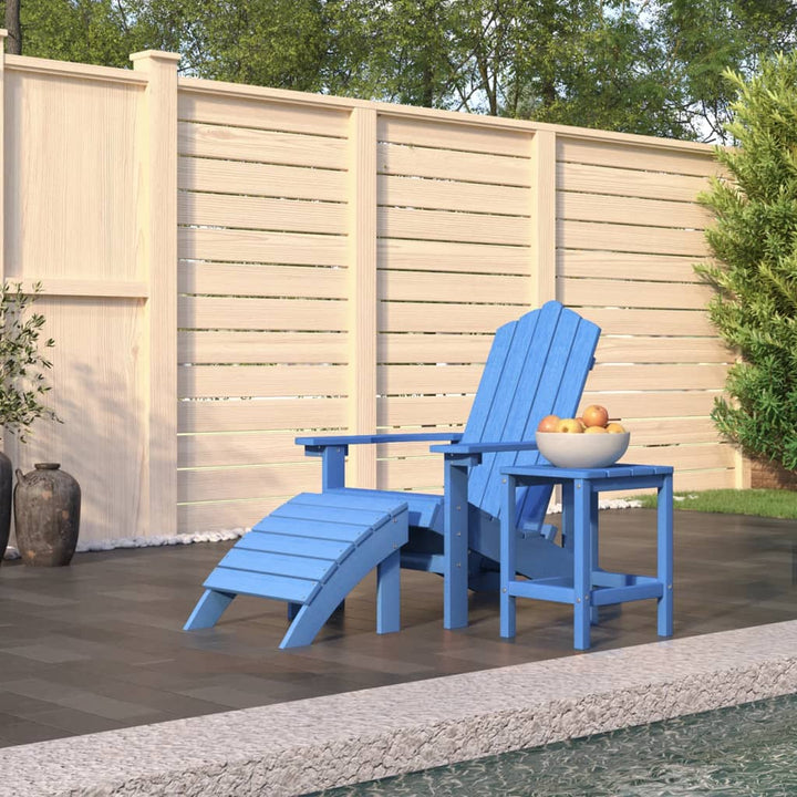 Scaun De Grădină Adirondack Cu Masă Și Taburet, , Hdpe