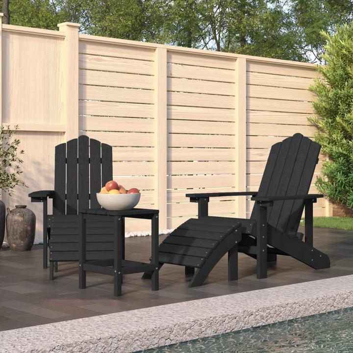Scaun De Grădină Adirondack Cu Masă Și Taburet, , Hdpe