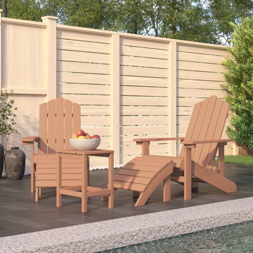 Scaun De Grădină Adirondack Cu Masă Și Taburet, , Hdpe