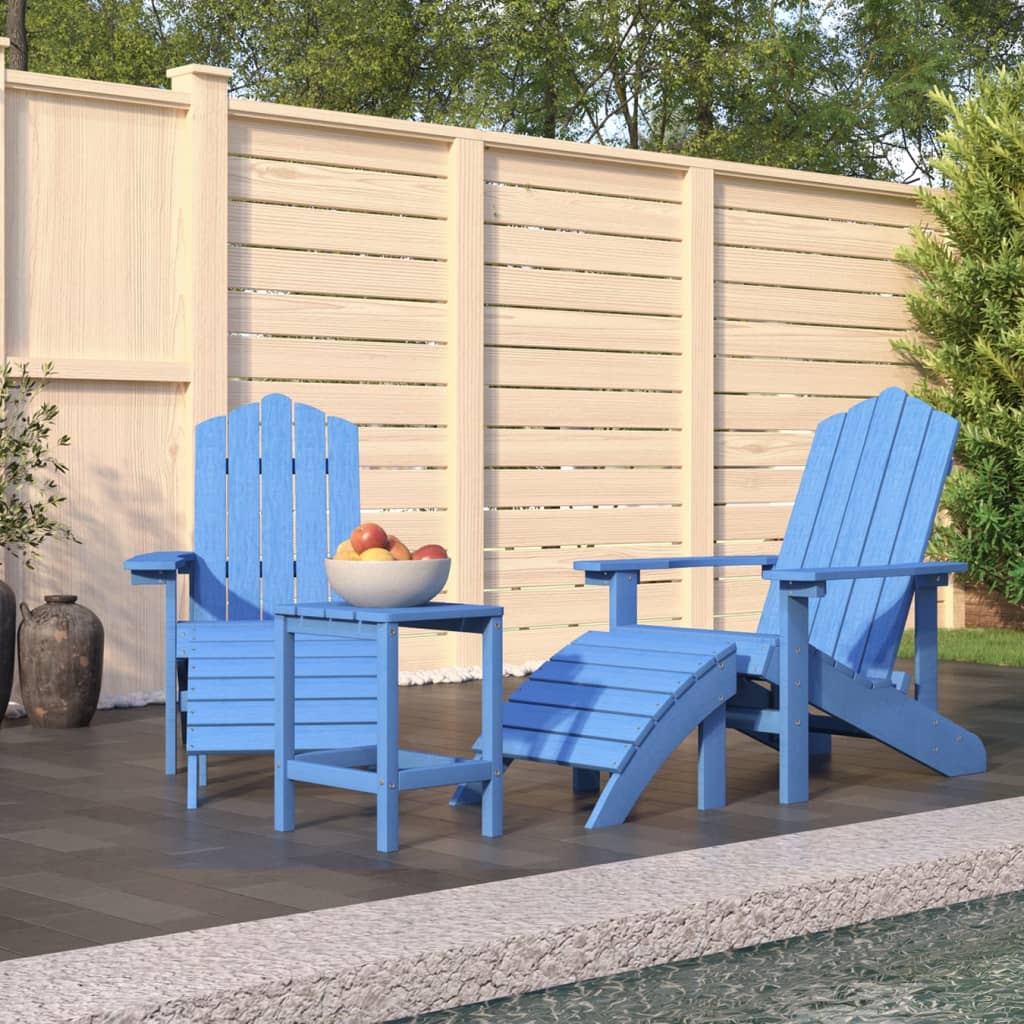 Scaun De Grădină Adirondack Cu Masă Și Taburet, , Hdpe