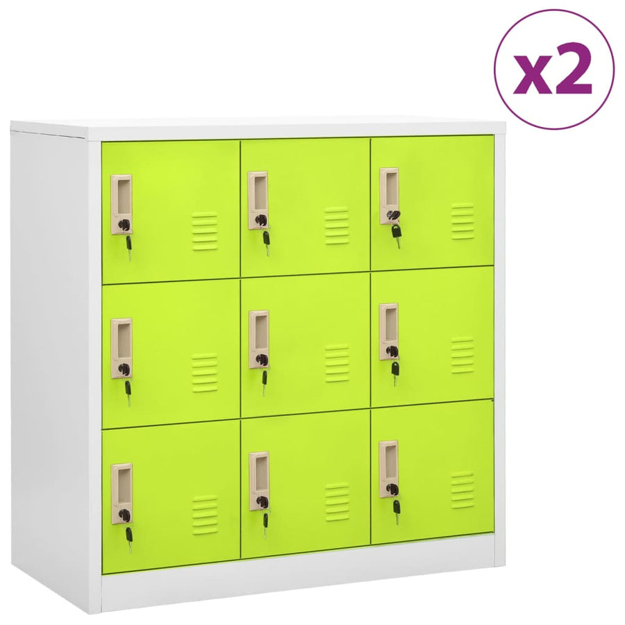 Dulapuri Vestiar 2 Buc. 90X45X92,5 Cm Oțel Gri Deschis Și Verde