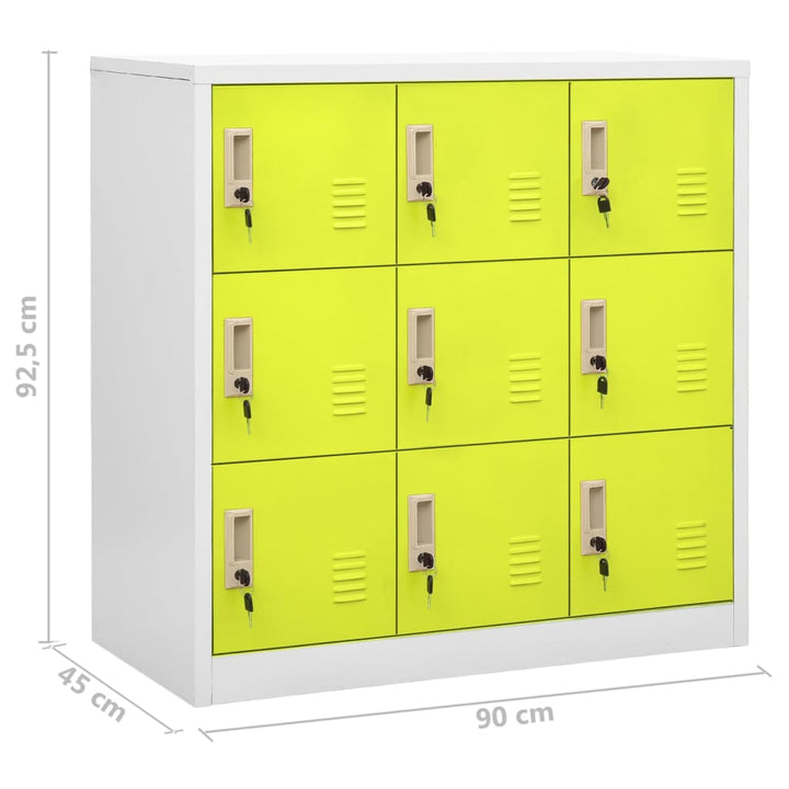 Dulapuri Vestiar 2 Buc. 90X45X92,5 Cm Oțel Gri Deschis Și Verde