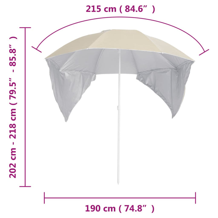 Umbrelă Soare De Plajă Cu Pereți Laterali, , 215 Cm