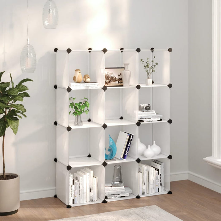 Organizator Cub De Depozitare Cu Uși, 12 Cuburi, Negru, Pp