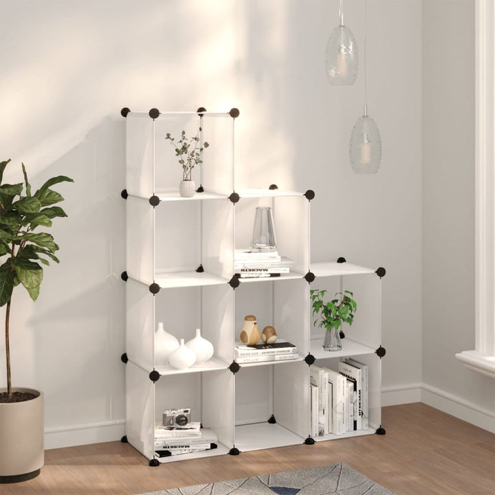 Organizator Cub De Depozitare Cu Uși, 12 Cuburi, Negru, Pp