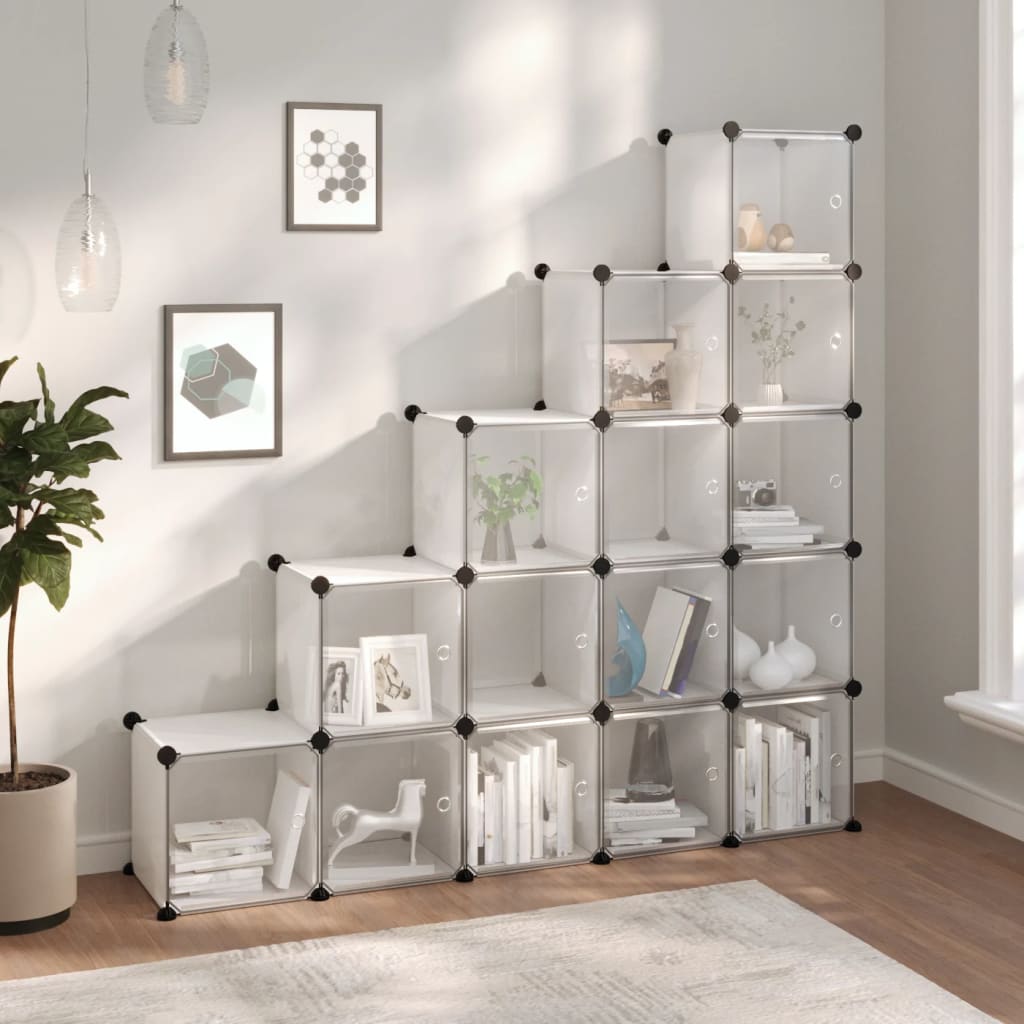 Organizator Cub De Depozitare Cu Uși, 12 Cuburi, Negru, Pp