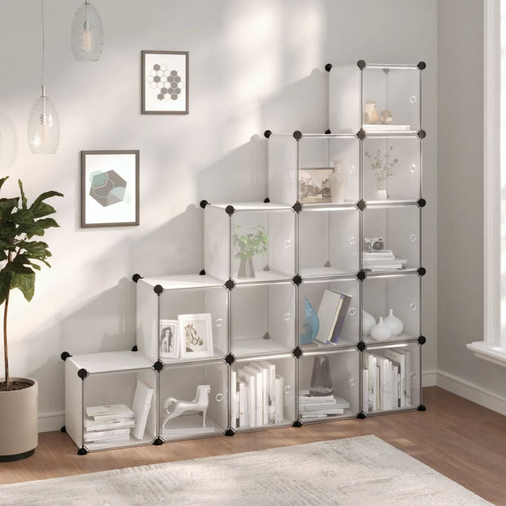Organizator Cub De Depozitare Cu Uși, 12 Cuburi, Negru, Pp