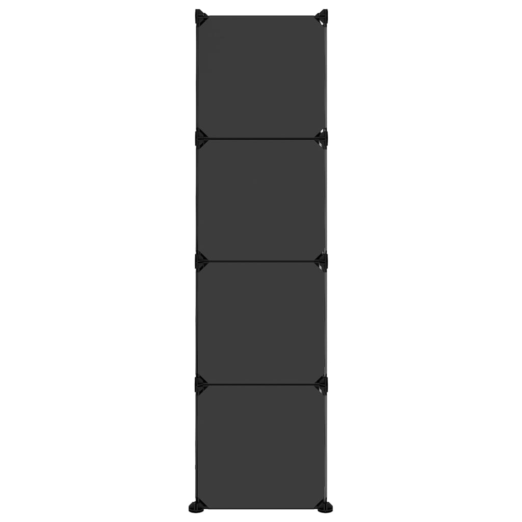 Organizator Cub De Depozitare Cu Uși, 12 Cuburi, Negru, Pp