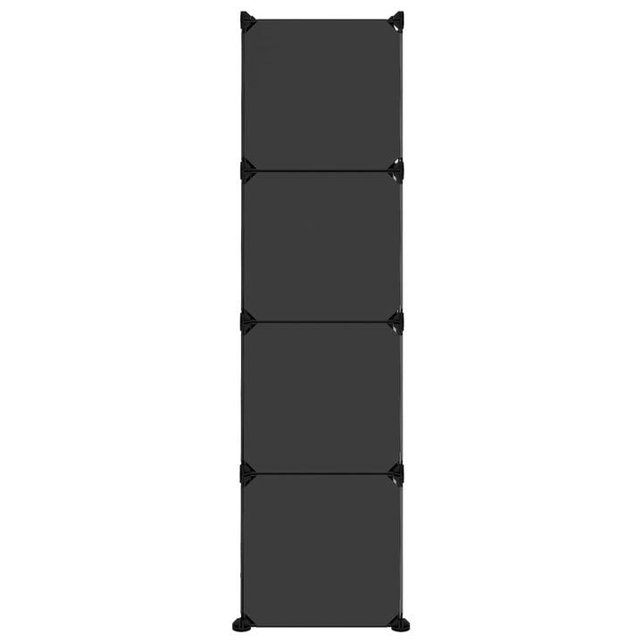 Organizator Cub De Depozitare Cu Uși, 12 Cuburi, Negru, Pp