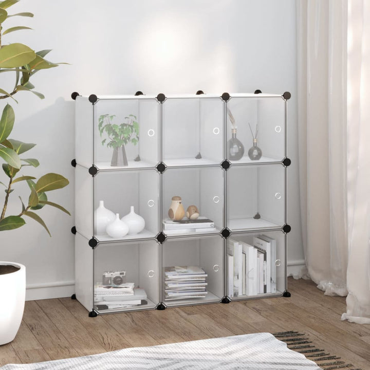 Organizator Cub De Depozitare Cu Uși, 12 Cuburi, Negru, Pp