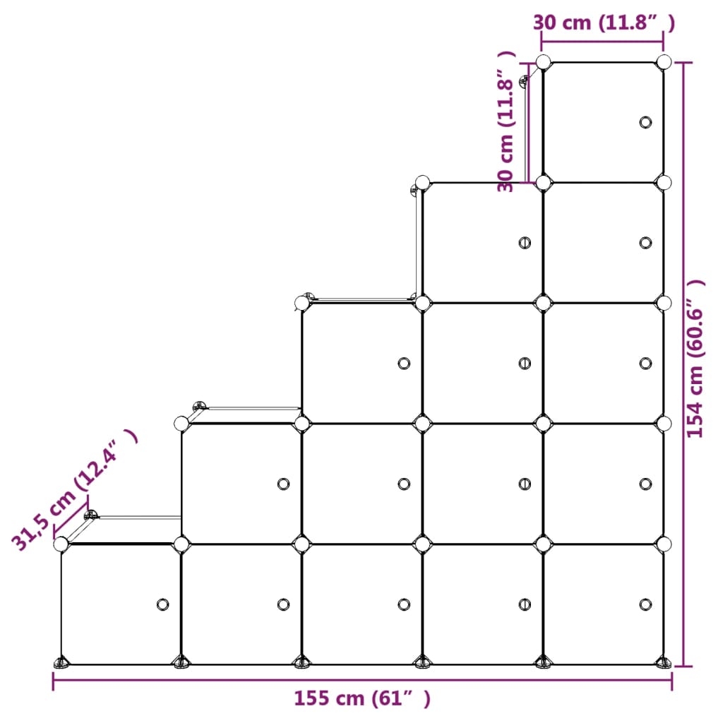 Dulap De Depozitare Cub Pentru Copii, 15 Cuburi, , Pp