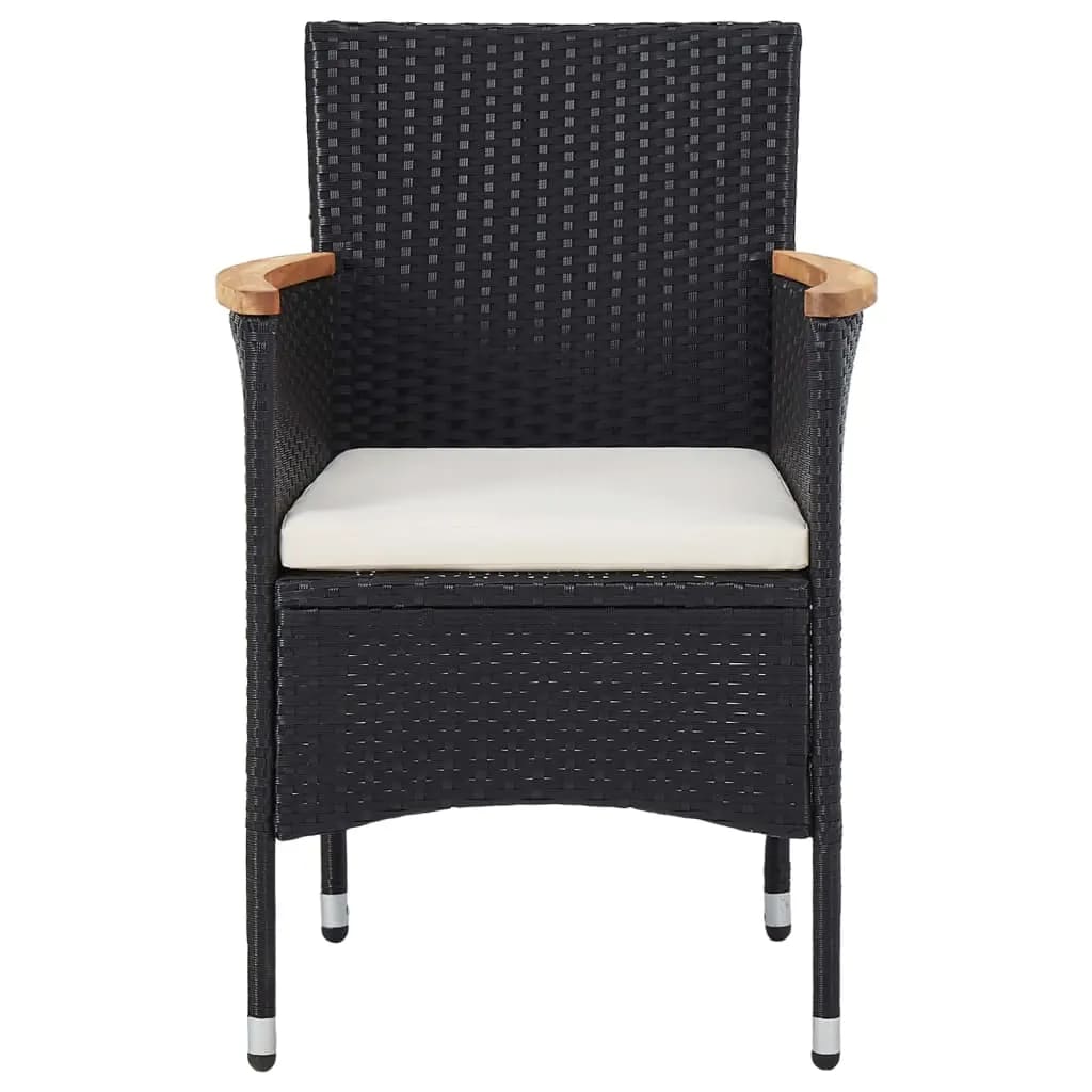 Set Mobilier Bistro Grădină 3 Piese Negru Poliratan Și Sticlă