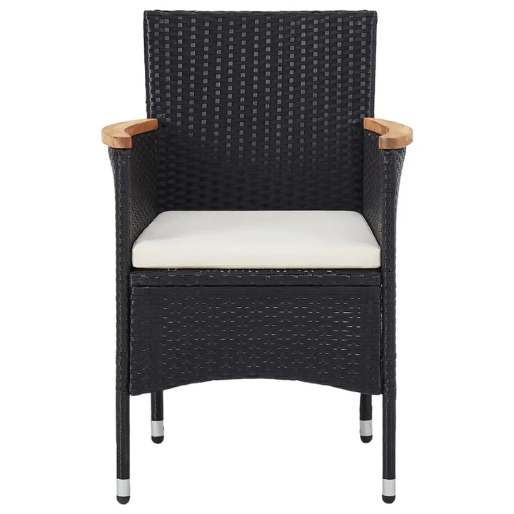 Set Mobilier Bistro Grădină 3 Piese Negru Poliratan Și Sticlă