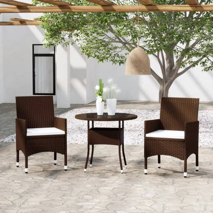 Set Mobilier Bistro Grădină 3 Piese Negru Poliratan Și Sticlă