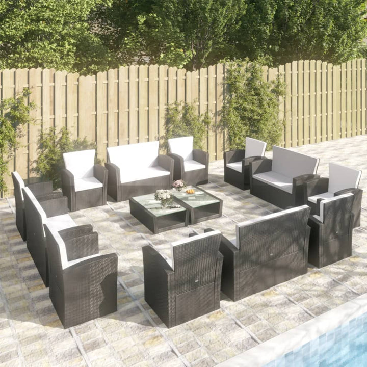 Set Mobilier De Grădină Cu Perne, 4 Piese, , Poliratan
