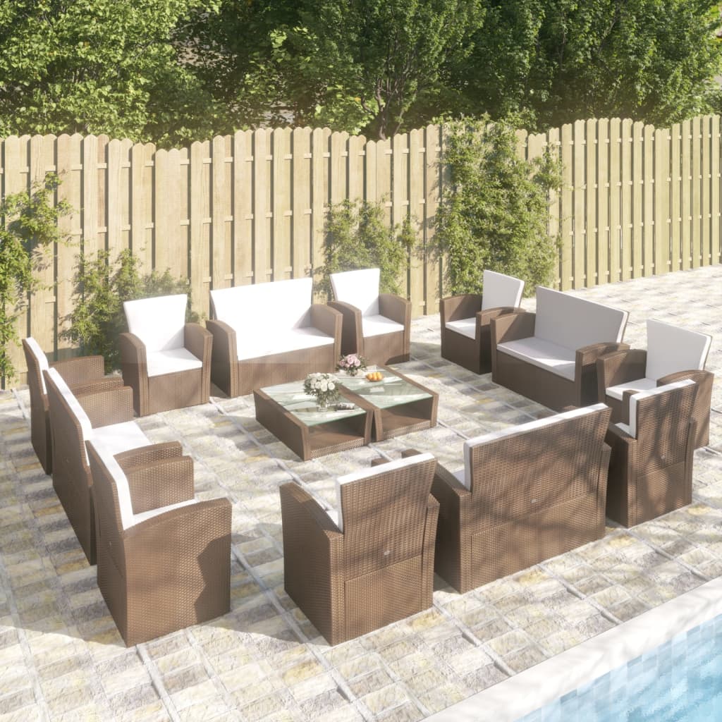 Set Mobilier De Grădină Cu Perne, 4 Piese, , Poliratan