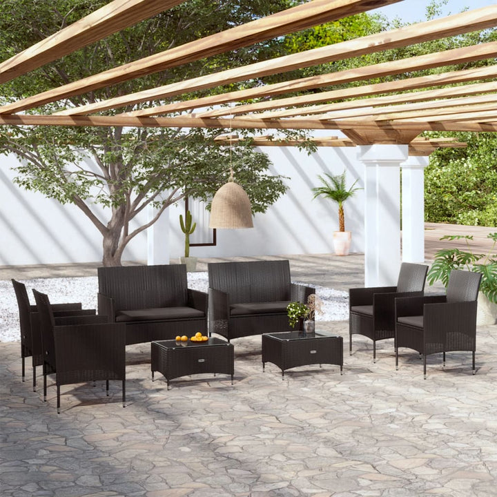 Set Mobilier De Grădină Cu Perne, 8 Piese, , Poliratan