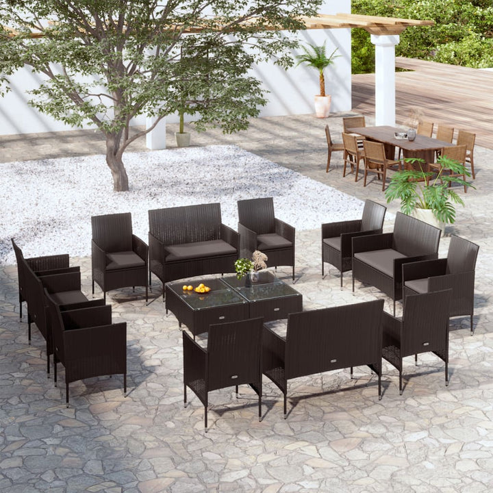 Set Mobilier De Grădină Cu Perne, 8 Piese, , Poliratan