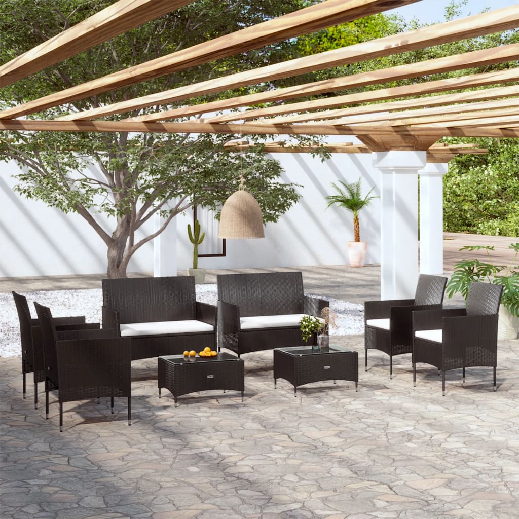Set Mobilier De Grădină Cu Perne, 8 Piese, , Poliratan