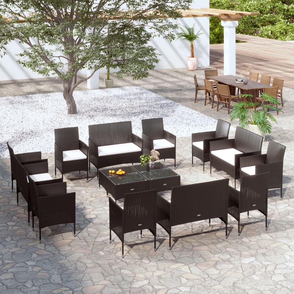 Set Mobilier De Grădină Cu Perne, 8 Piese, , Poliratan