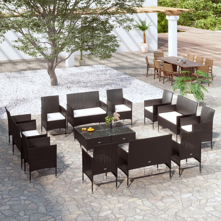 Set Mobilier De Grădină Cu Perne, 8 Piese, , Poliratan