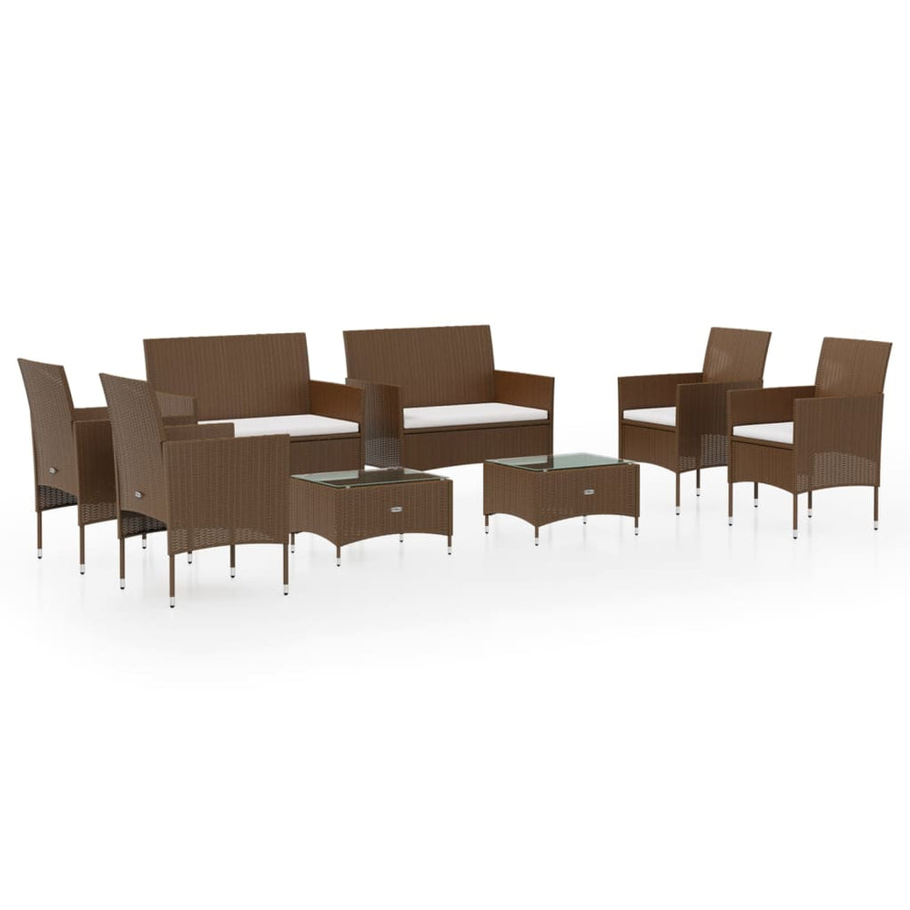 Set Mobilier De Grădină Cu Perne, 8 Piese, , Poliratan