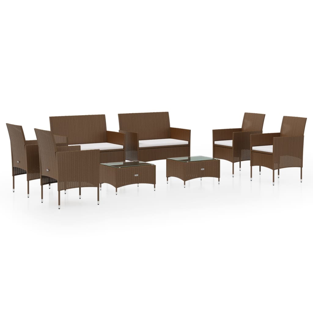 Set Mobilier De Grădină Cu Perne, 8 Piese, , Poliratan