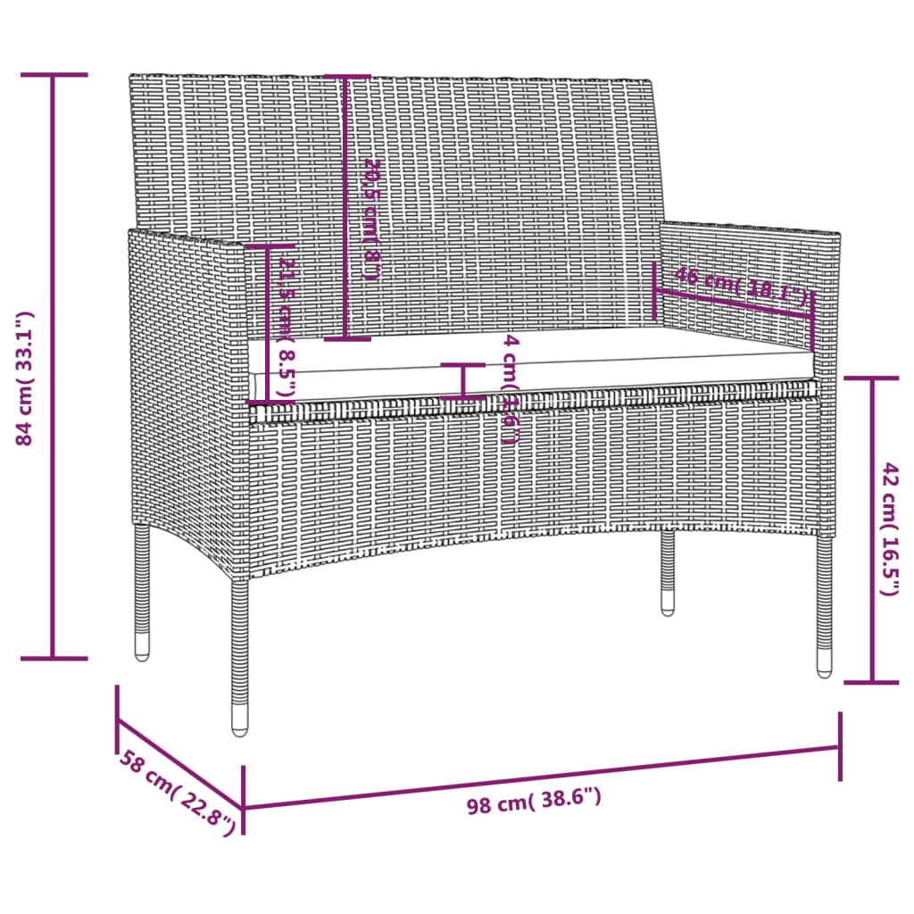 Set Mobilier De Grădină Cu Perne, 8 Piese, , Poliratan