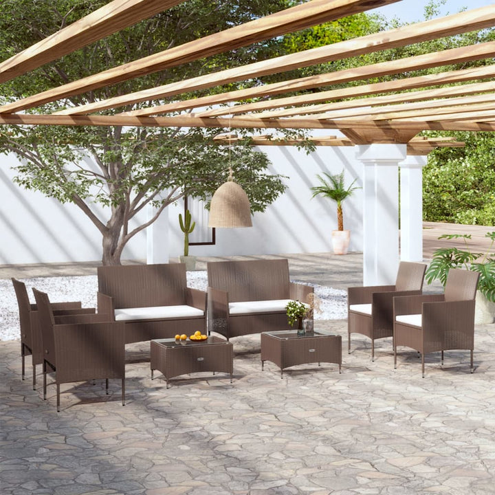 Set Mobilier De Grădină Cu Perne, 8 Piese, , Poliratan