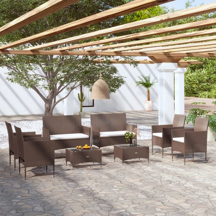Set Mobilier De Grădină Cu Perne, 8 Piese, , Poliratan