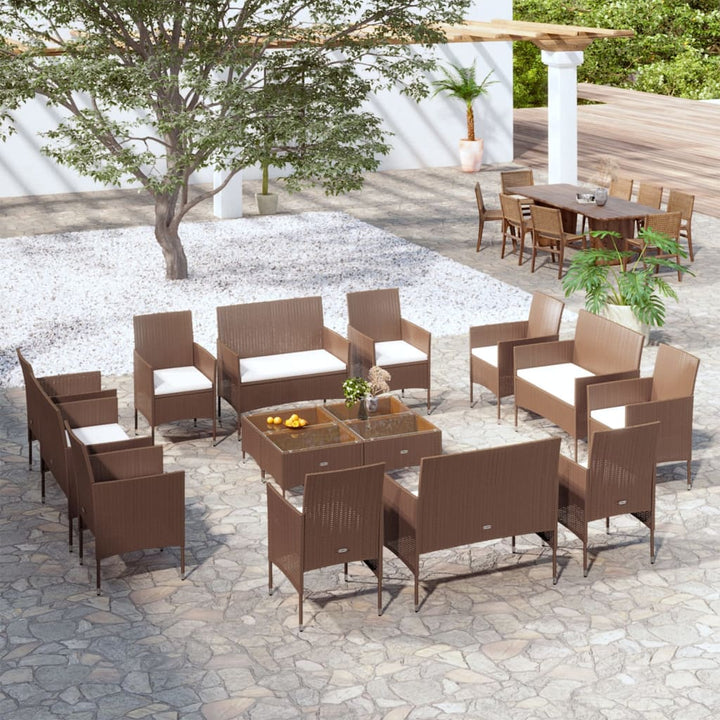 Set Mobilier De Grădină Cu Perne, 8 Piese, , Poliratan