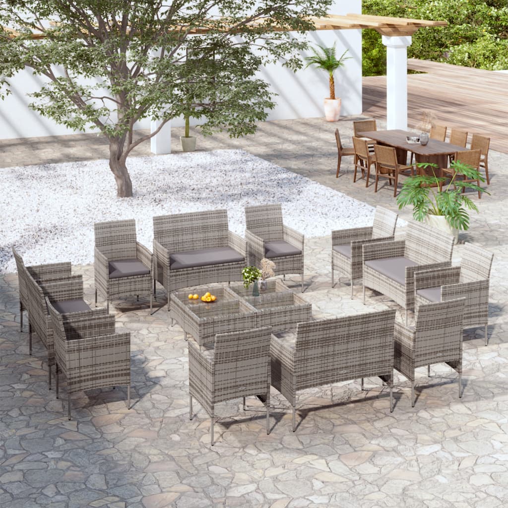 Set Mobilier De Grădină Cu Perne, 8 Piese, , Poliratan